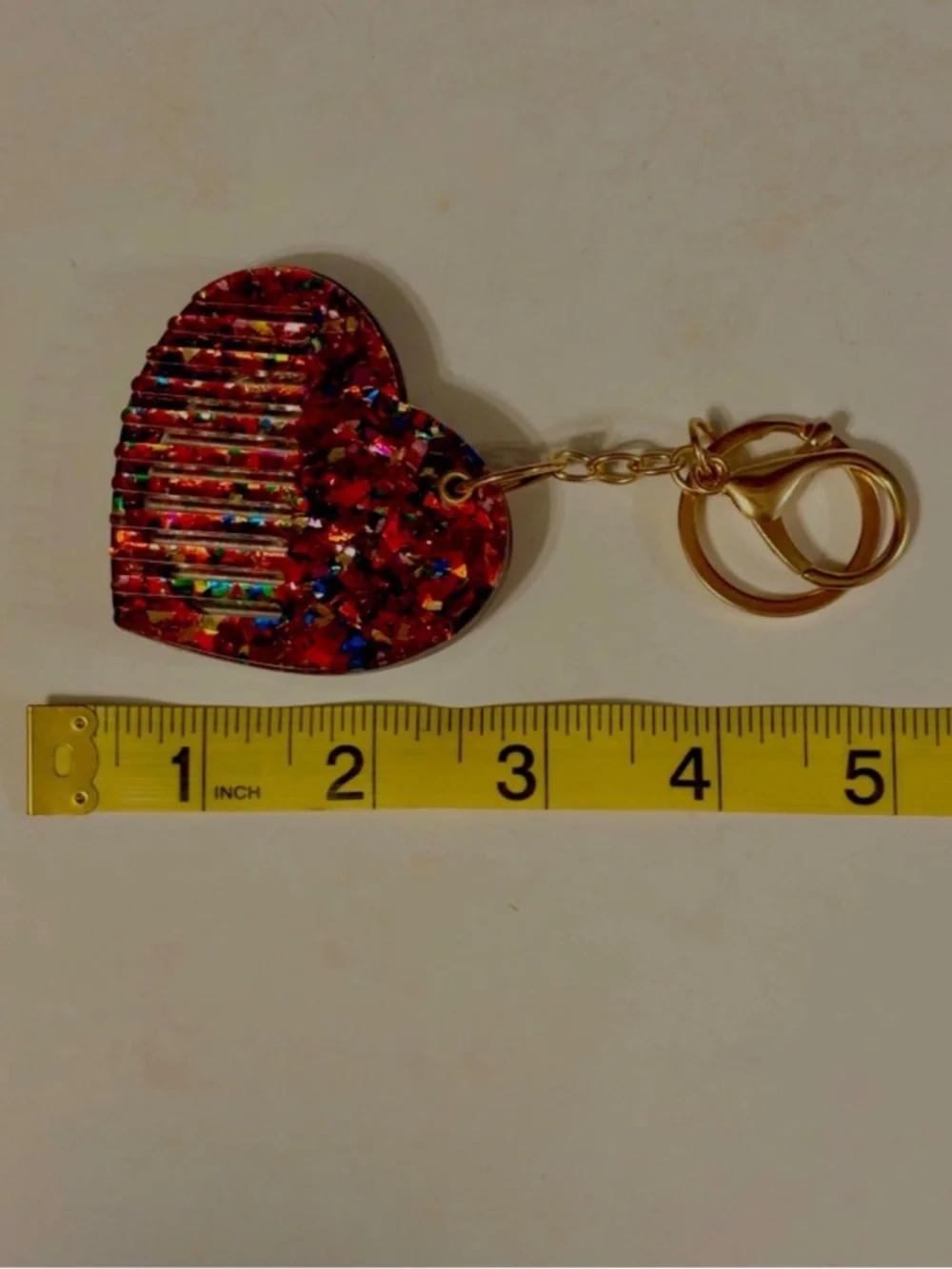 Set of 2 Heart Shaped Comb & Mirror Keychain Purse Confetti Travel Compact New